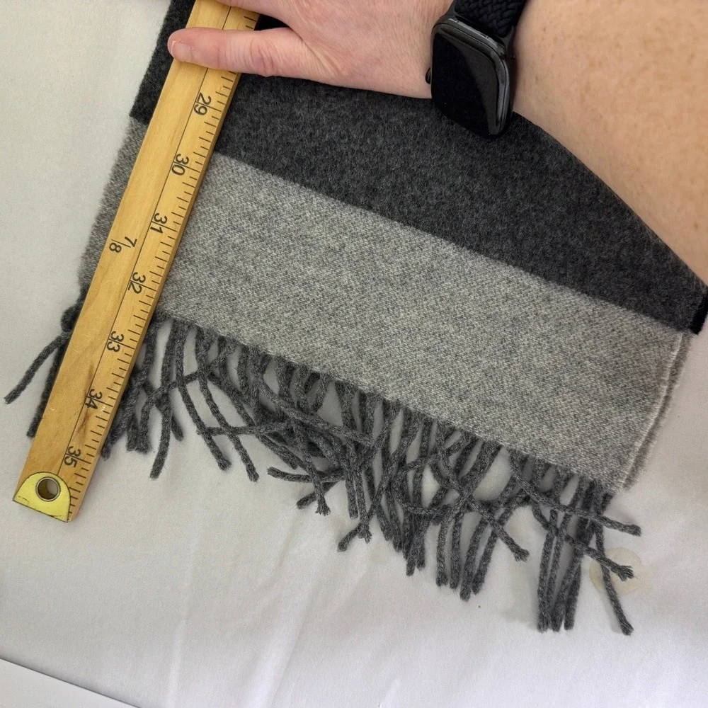 Express Wool Cashmere Scarf Made Scotland Gray Colorblock Preppy Dark Academia
